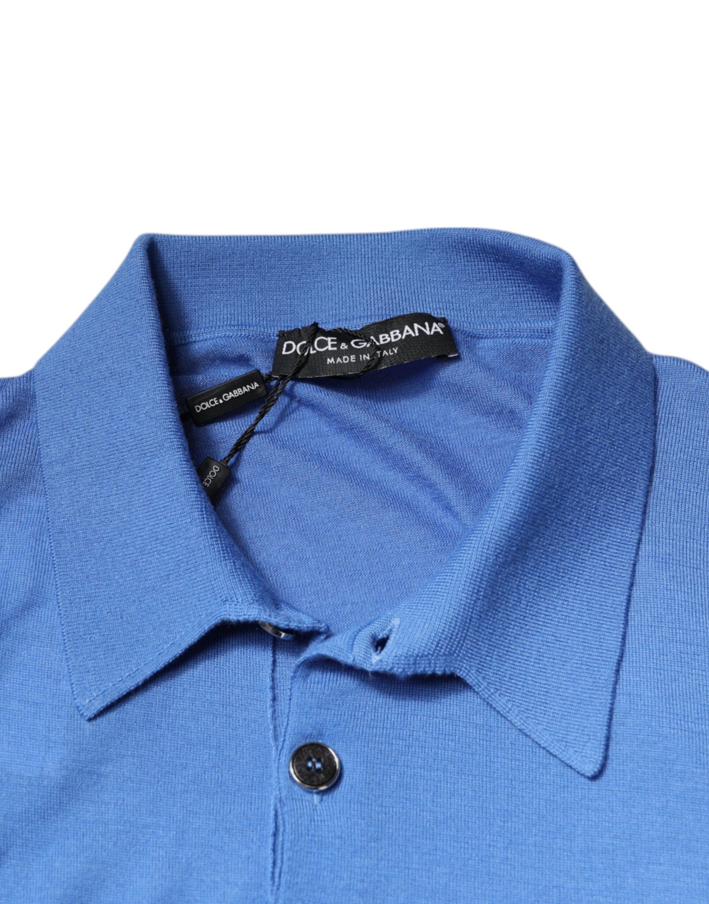 Dolce & Gabbana Blaues Polo-T-Shirt mit kurzen Ärmeln und Kragen