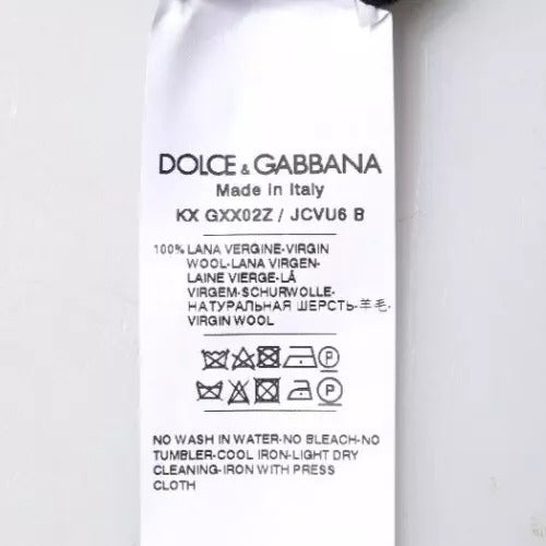 Dolce & Gabbana Schwarzer Logo-Wollpullover mit Rundhalsausschnitt