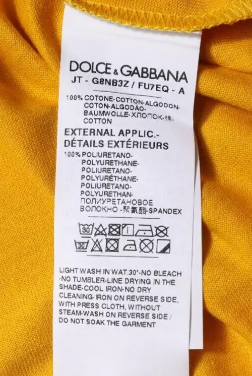 Dolce & Gabbana Dunkelgelbes Logo T-Shirt mit Rundhalsausschnitt und kurzen Ärmeln