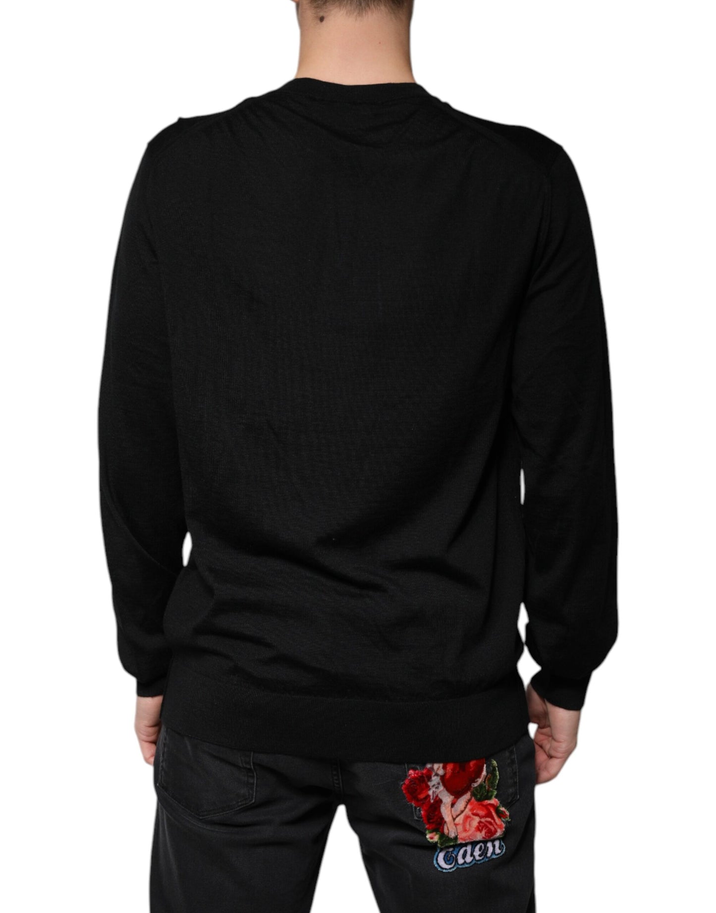 Dolce & Gabbana Schwarzer Kaschmirpullover mit V-Ausschnitt