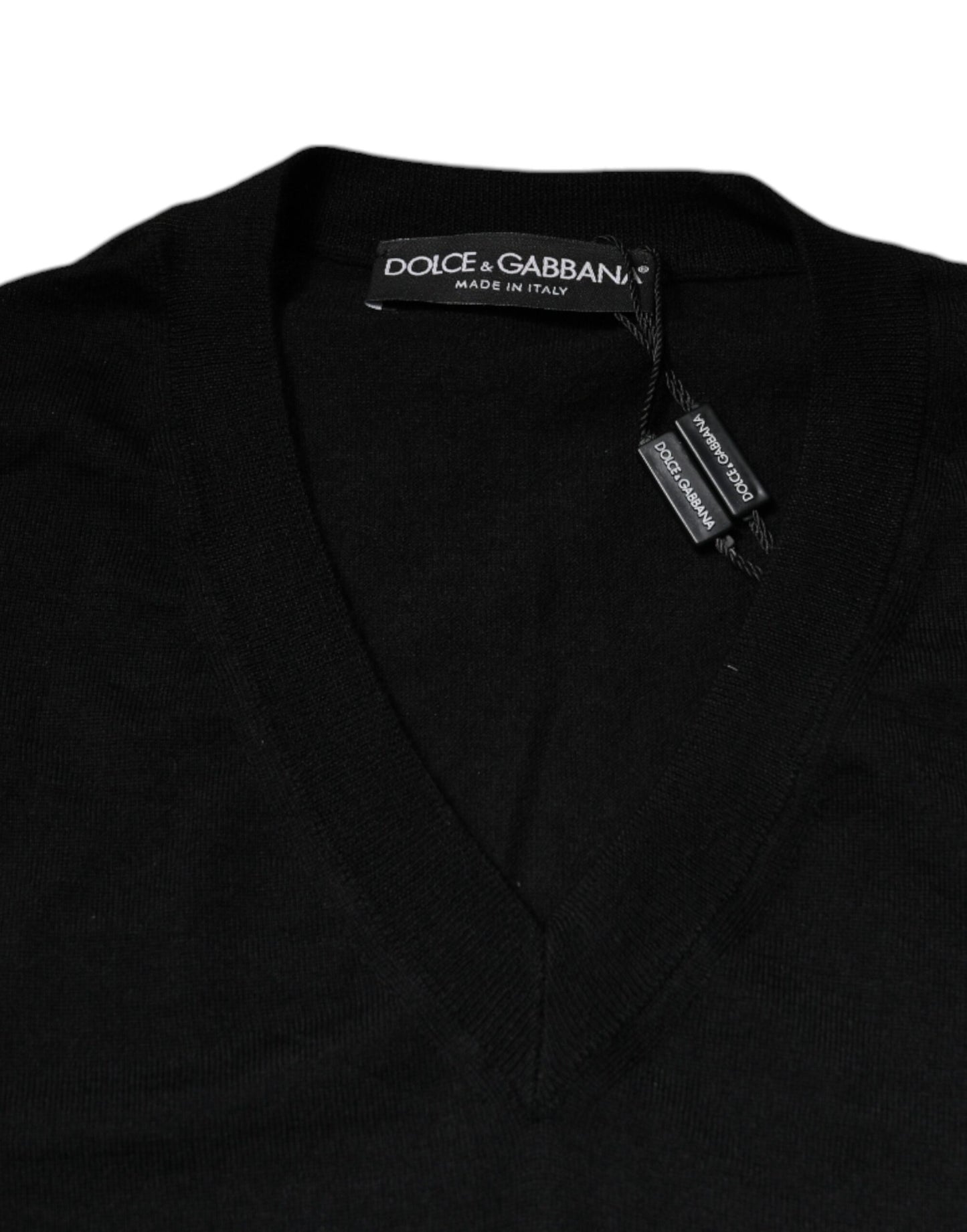 Dolce & Gabbana Schwarzer Kaschmirpullover mit V-Ausschnitt