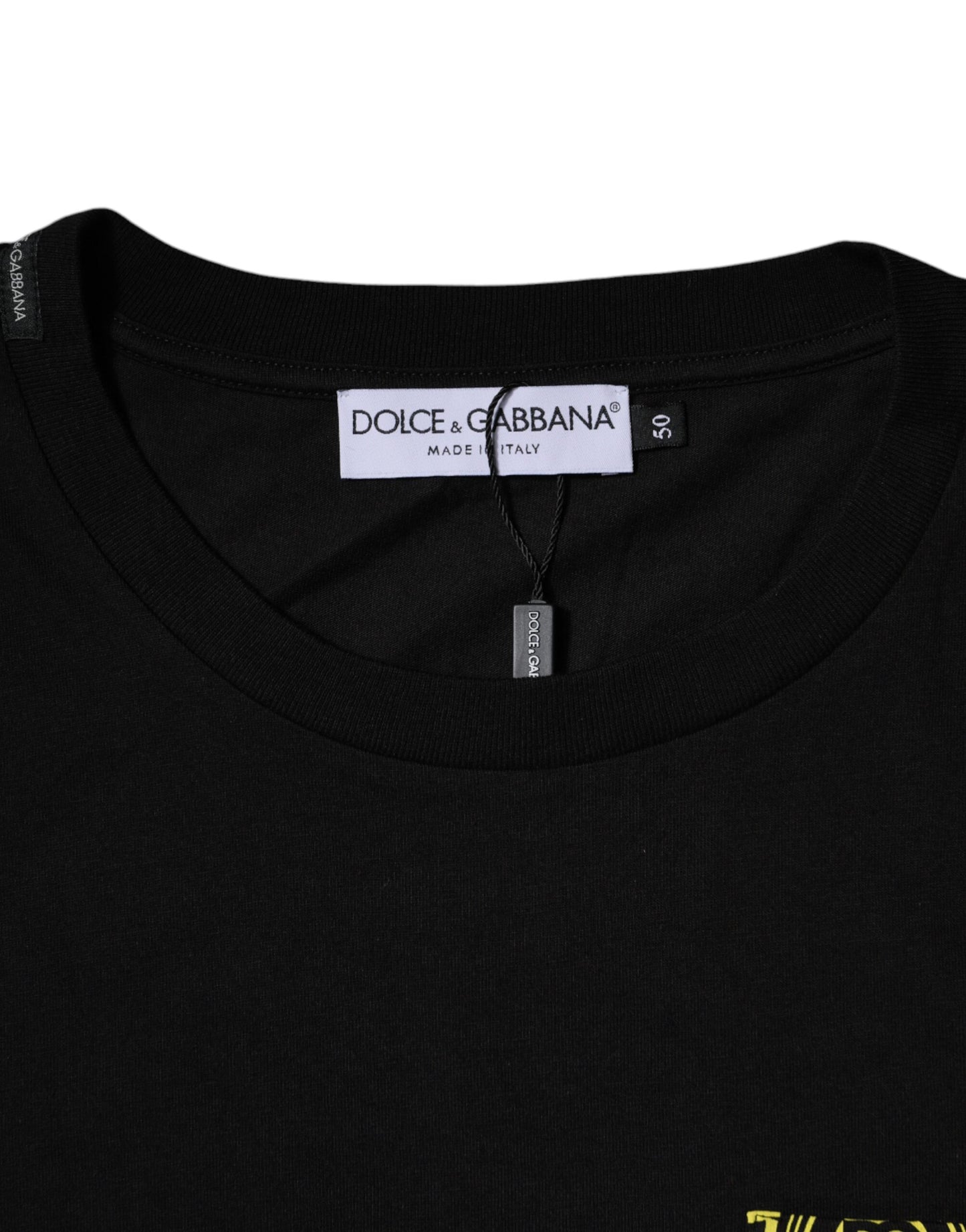 Dolce & Gabbana Schwarzes Kurzarm-T-Shirt mit Logodruck aus Baumwolle