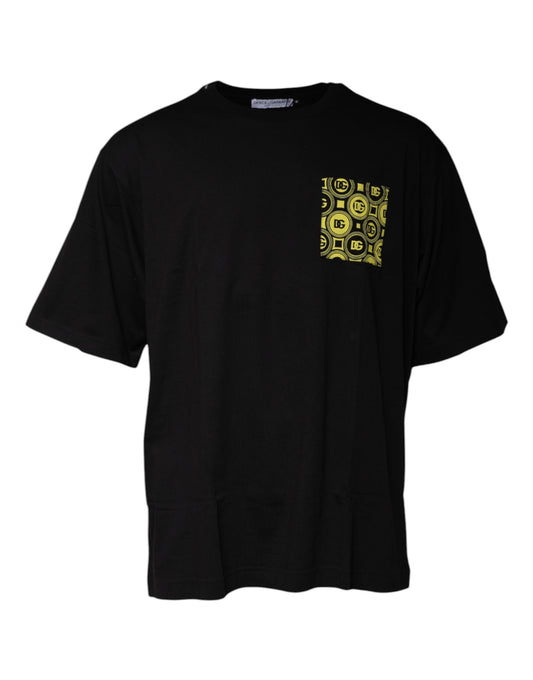 Dolce & Gabbana Schwarzes Kurzarm-T-Shirt mit Logodruck aus Baumwolle