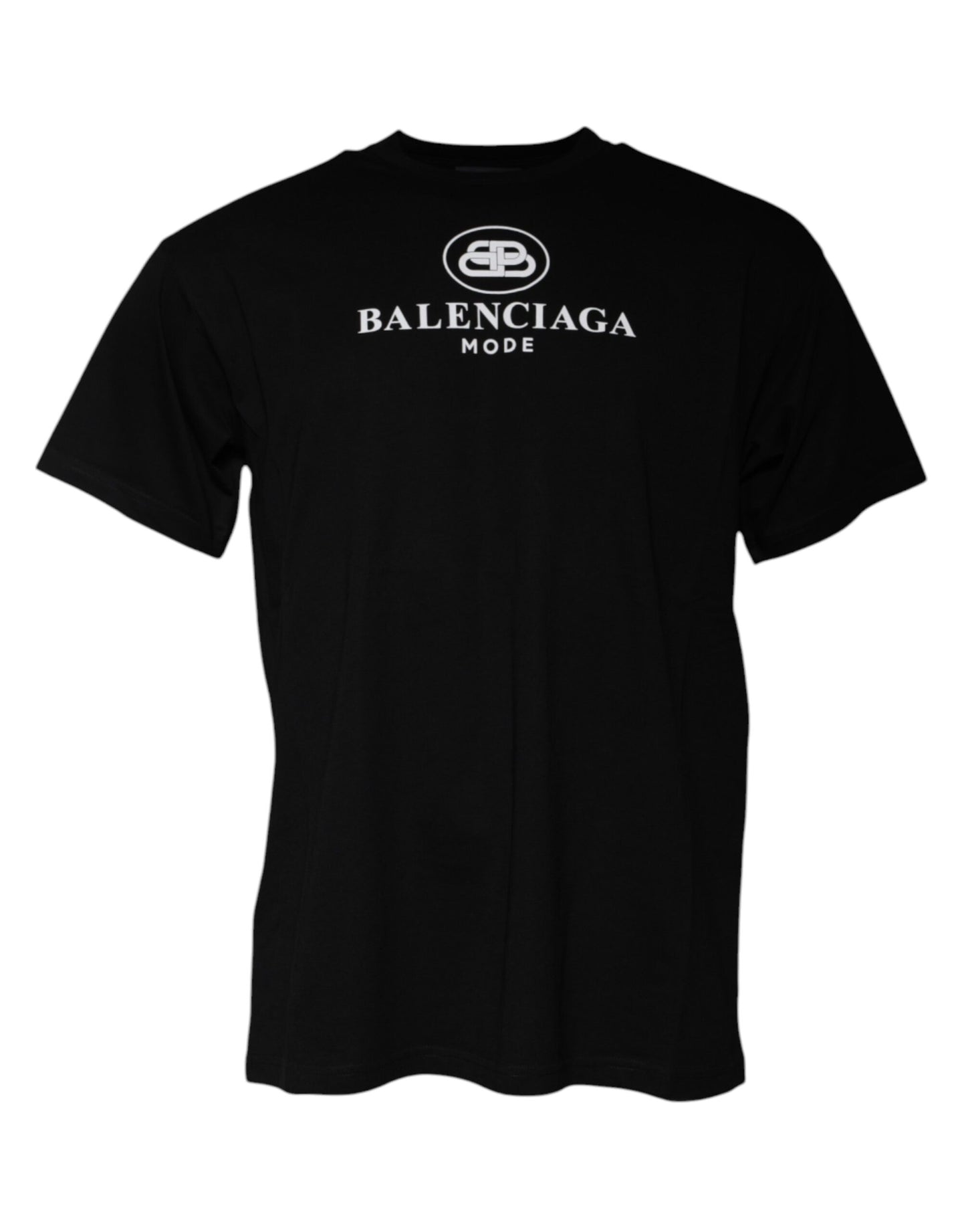 Balenciaga Schwarzes T-Shirt mit Rundhalsausschnitt und kurzen Ärmeln aus Baumwolle mit Logodruck