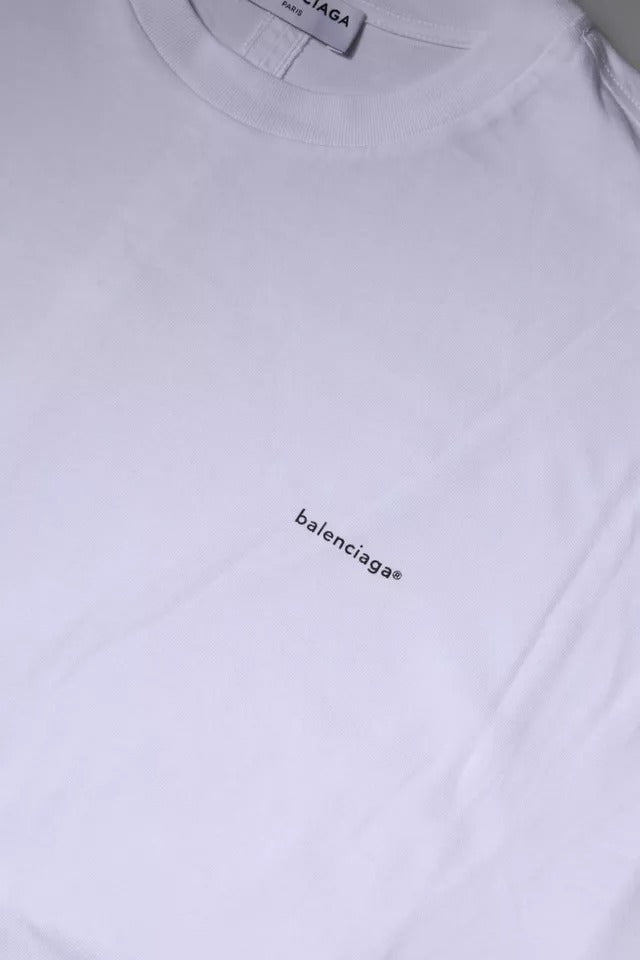 Balenciaga Weißes Logo-Baumwoll-T-Shirt mit Rundhalsausschnitt und kurzen Ärmeln