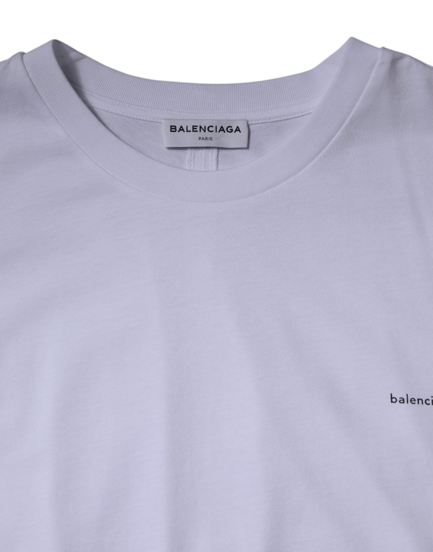 Balenciaga Weißes Logo-Baumwoll-T-Shirt mit Rundhalsausschnitt und kurzen Ärmeln