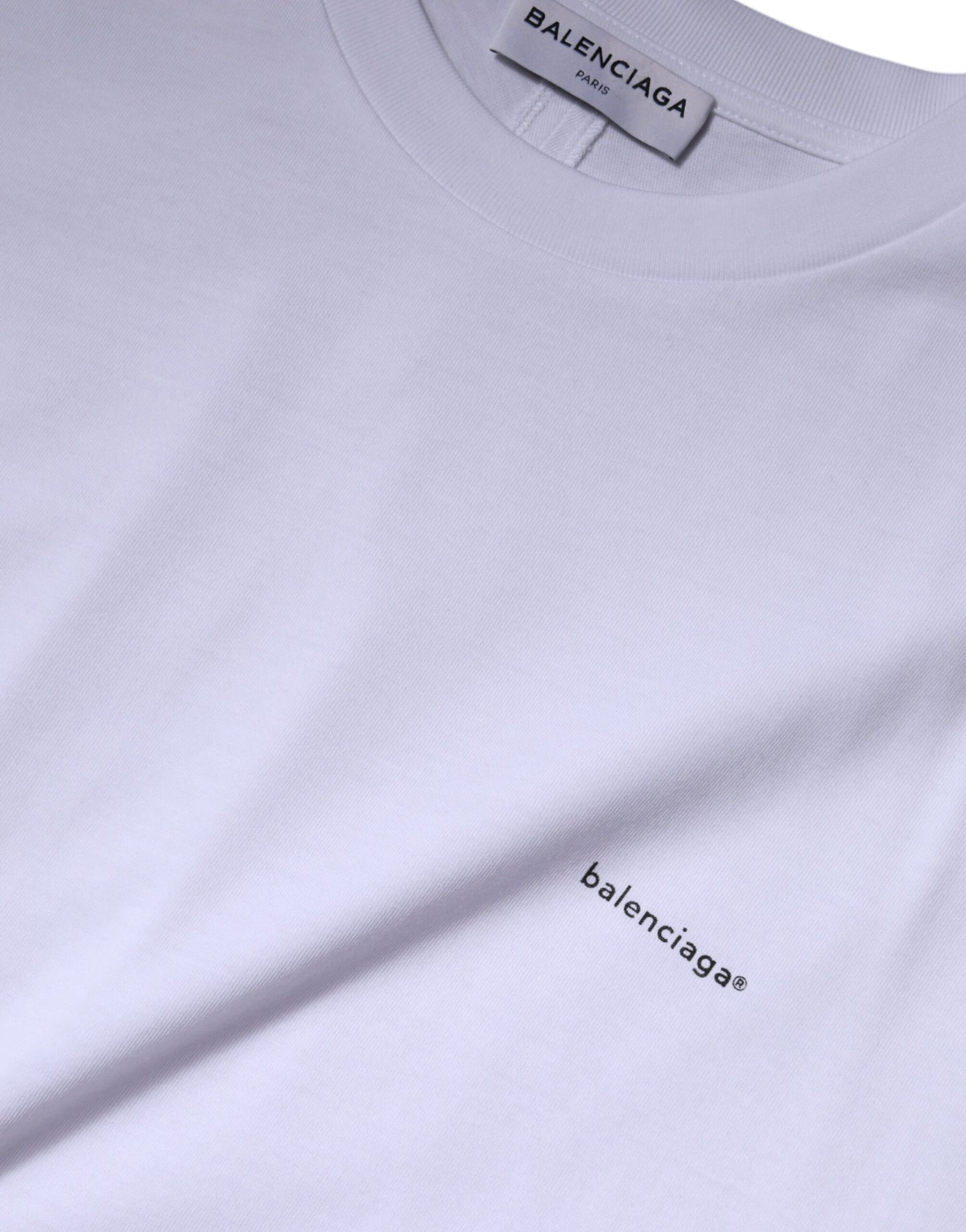 Balenciaga Weißes Logo-Baumwoll-T-Shirt mit Rundhalsausschnitt und kurzen Ärmeln