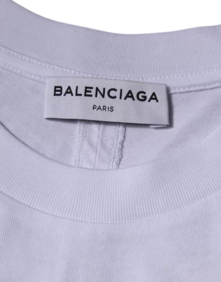 Balenciaga Weißes Logo-T-Shirt aus Baumwoll-Jersey mit Rundhalsausschnitt und kurzen Ärmeln