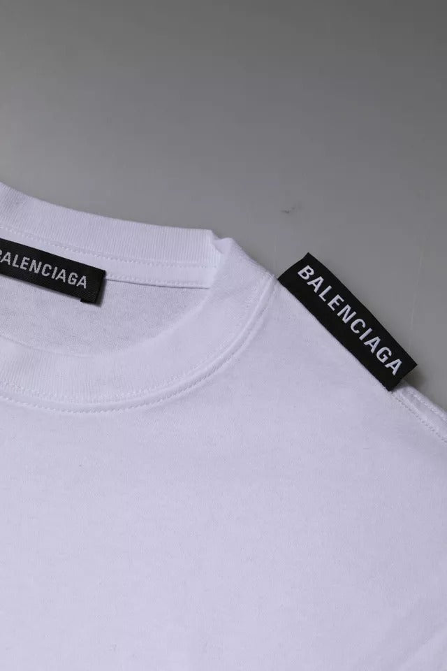 Balenciaga Weißes Logo-T-Shirt aus Baumwoll-Jersey mit Rundhalsausschnitt und kurzen Ärmeln