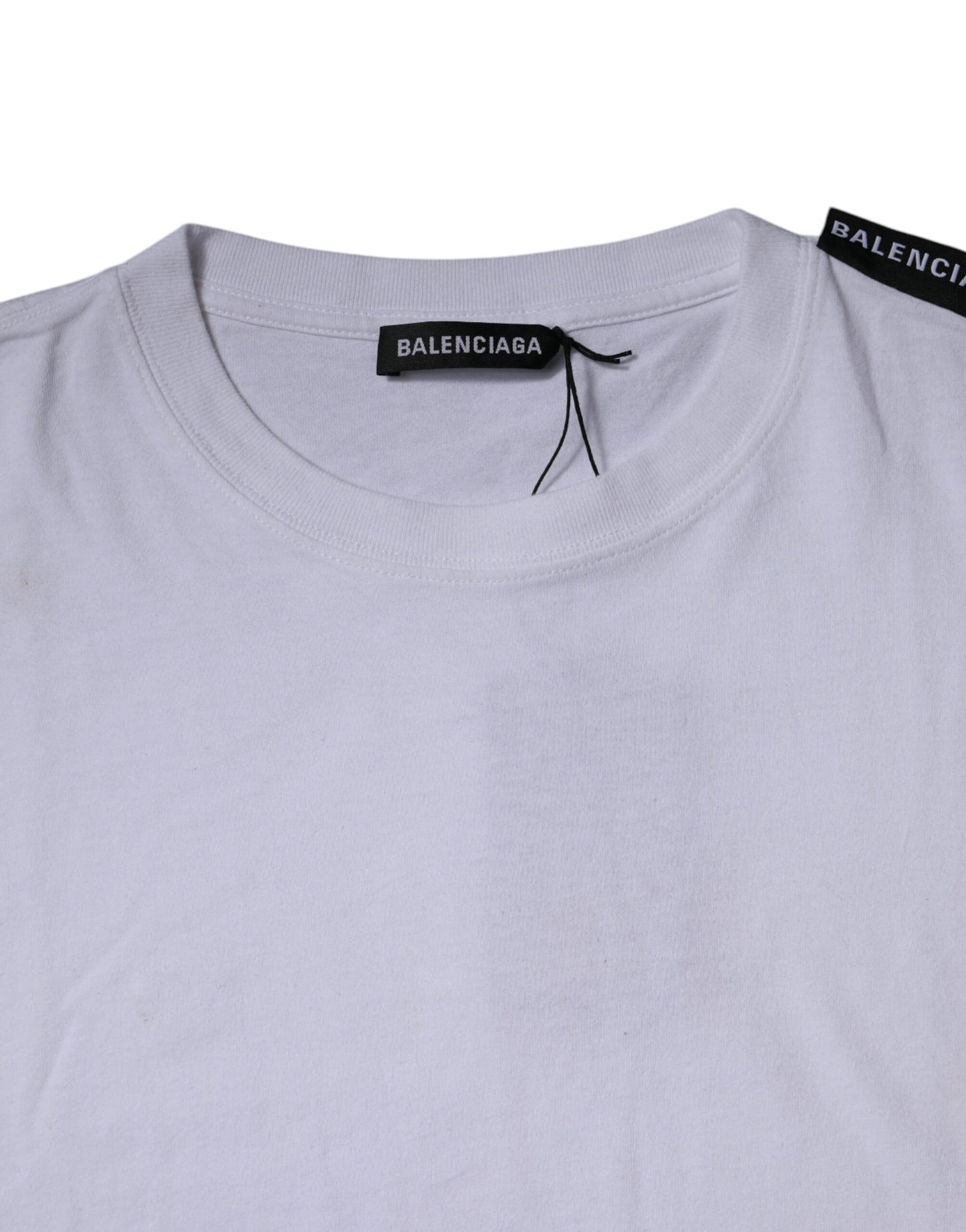 Balenciaga Weißes Logo-T-Shirt aus Baumwoll-Jersey mit Rundhalsausschnitt und kurzen Ärmeln