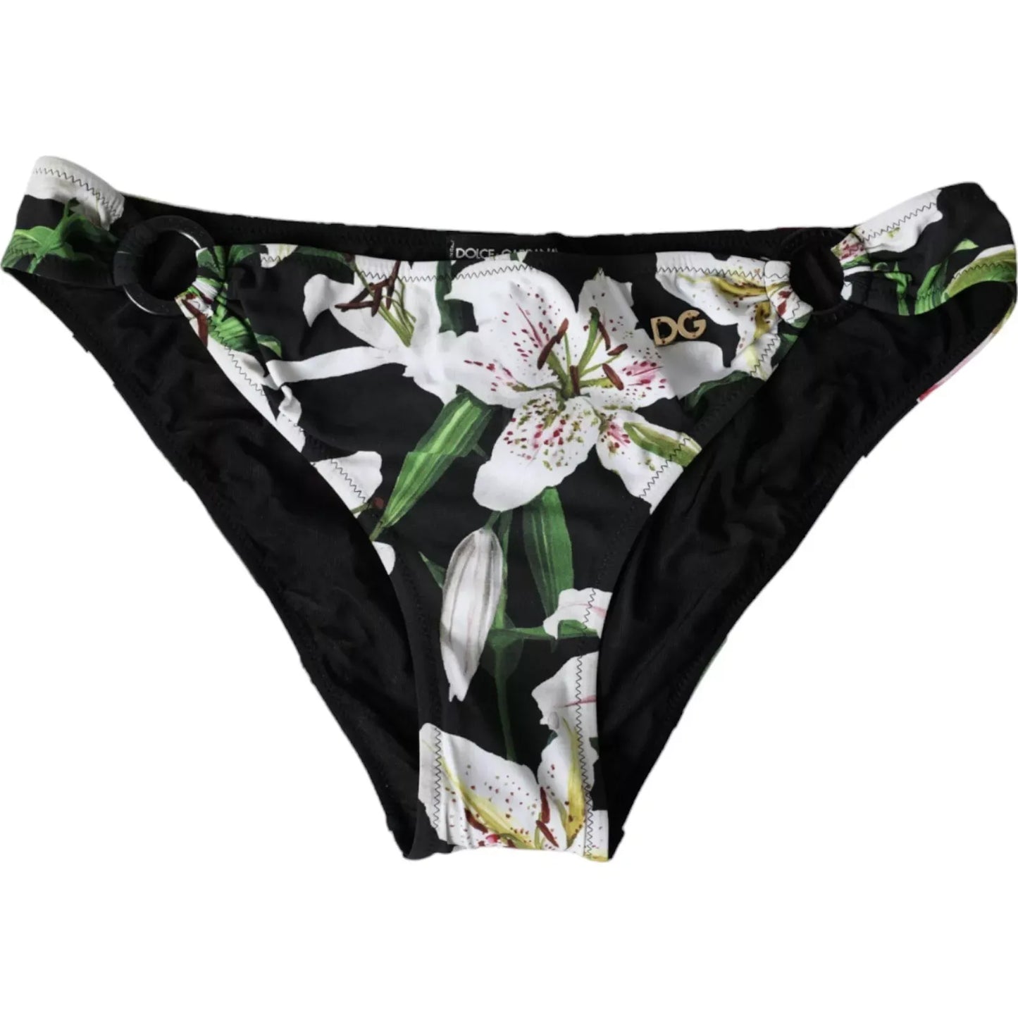 Dolce & Gabbana Schwarze Lily Print Bademode Bottom Beachwear Bikini