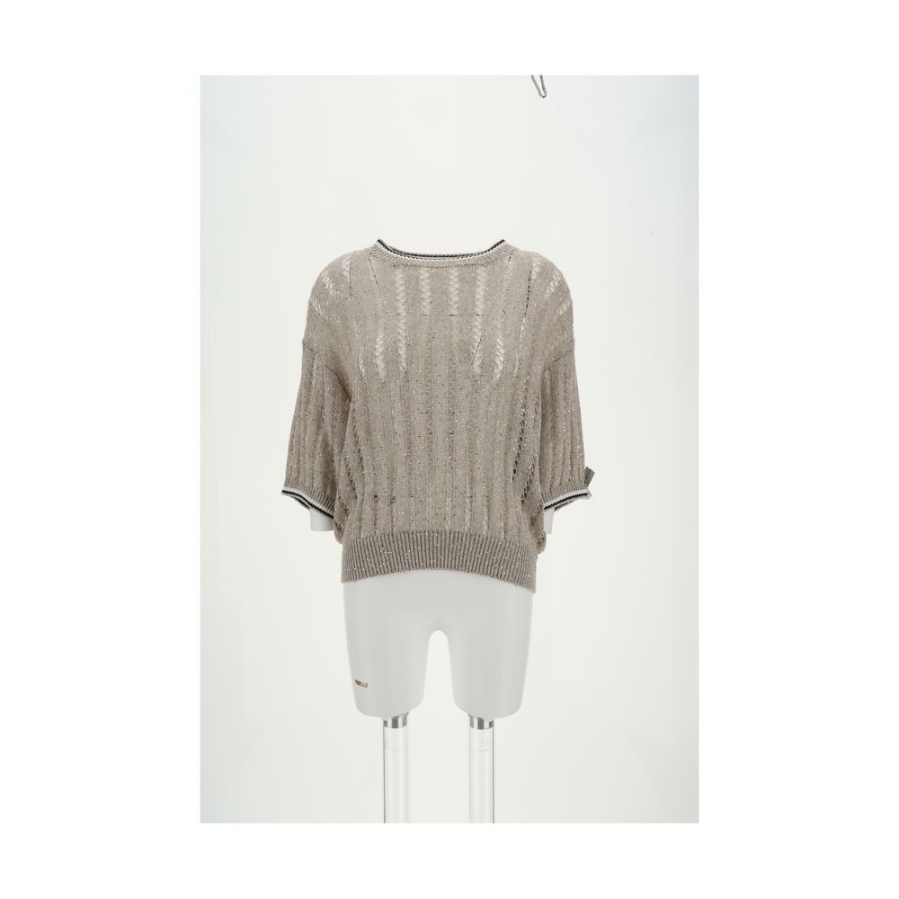 Brunello Cucinelli Durchbrochenes Strickmuster Pullover mit Pailletten