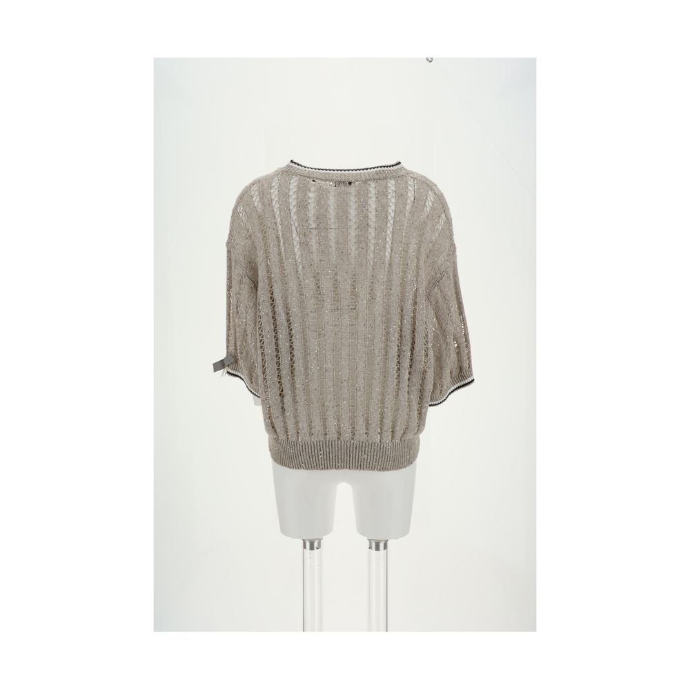 Brunello Cucinelli Durchbrochenes Strickmuster Pullover mit Pailletten