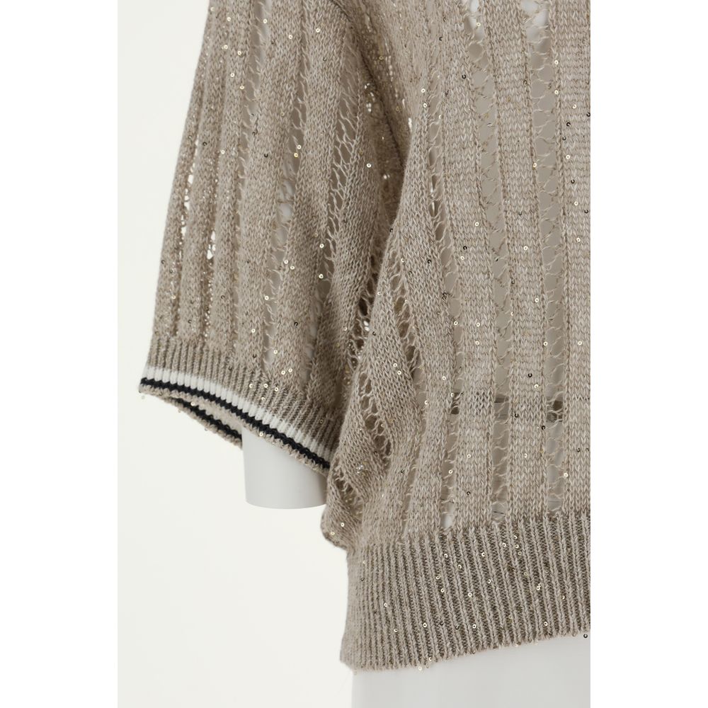 Brunello Cucinelli Durchbrochenes Strickmuster Pullover mit Pailletten