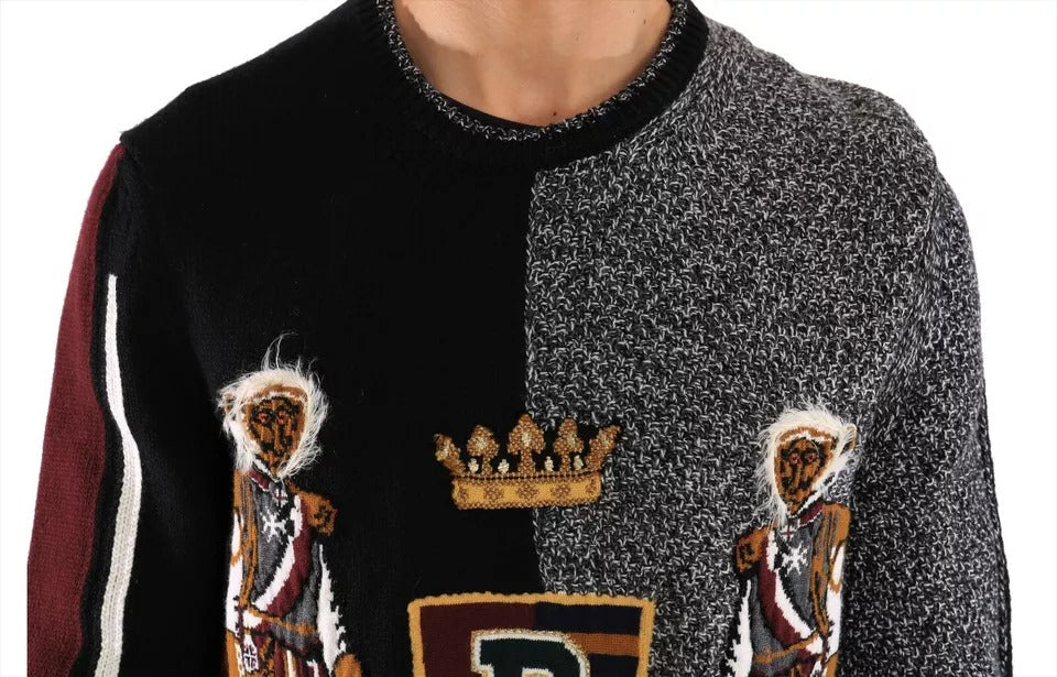 Dolce & Gabbana Multicolor KING Knight Monkey Strickpullover aus Kaschmirwolle