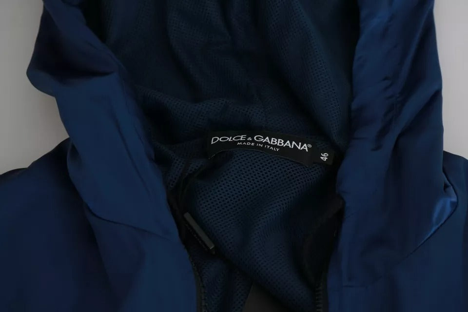 Dolce & Gabbana Blauer DG Sport Pullover mit Kapuze und Reißverschluss