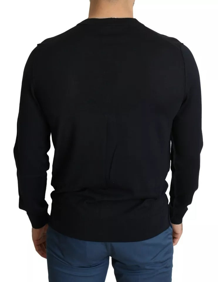 Dolce & Gabbana Schwarzer Wollpullover mit Knopfleiste für Männer Cardigan Sweater