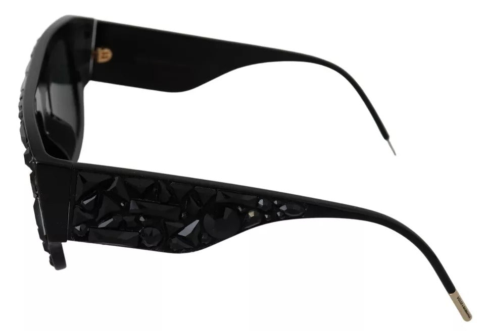 Dolce & Gabbana Black Acetate Crystal DG4347B Gray Lens Square Sunglasses