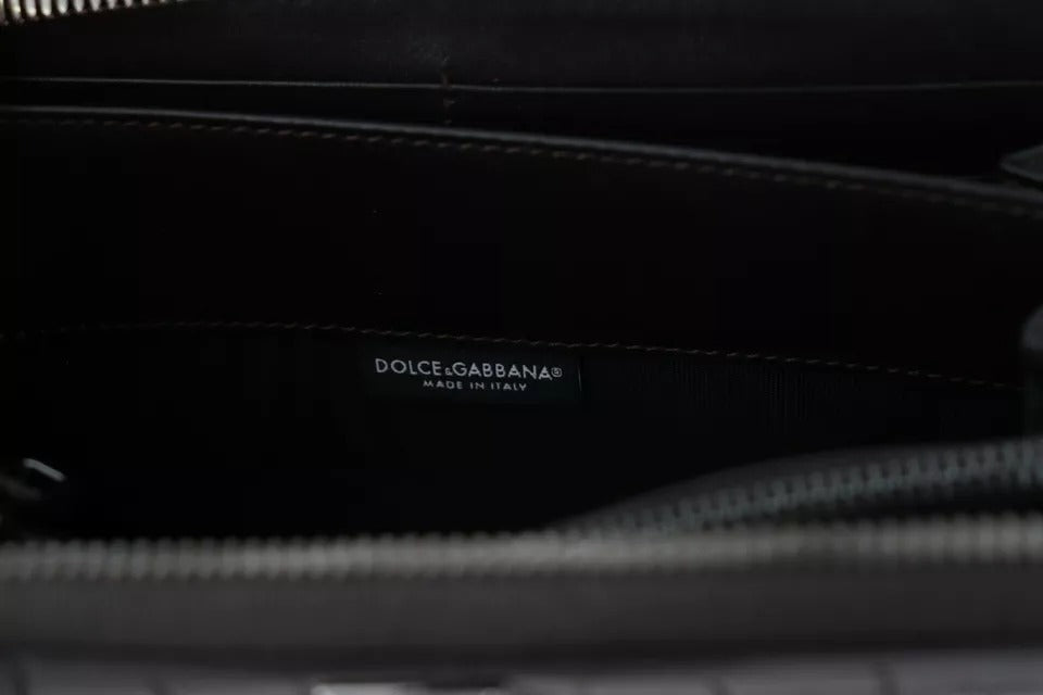 Dolce & Gabbana Braunes Exotenleder Zip Around Continental Clutch Geldbörse