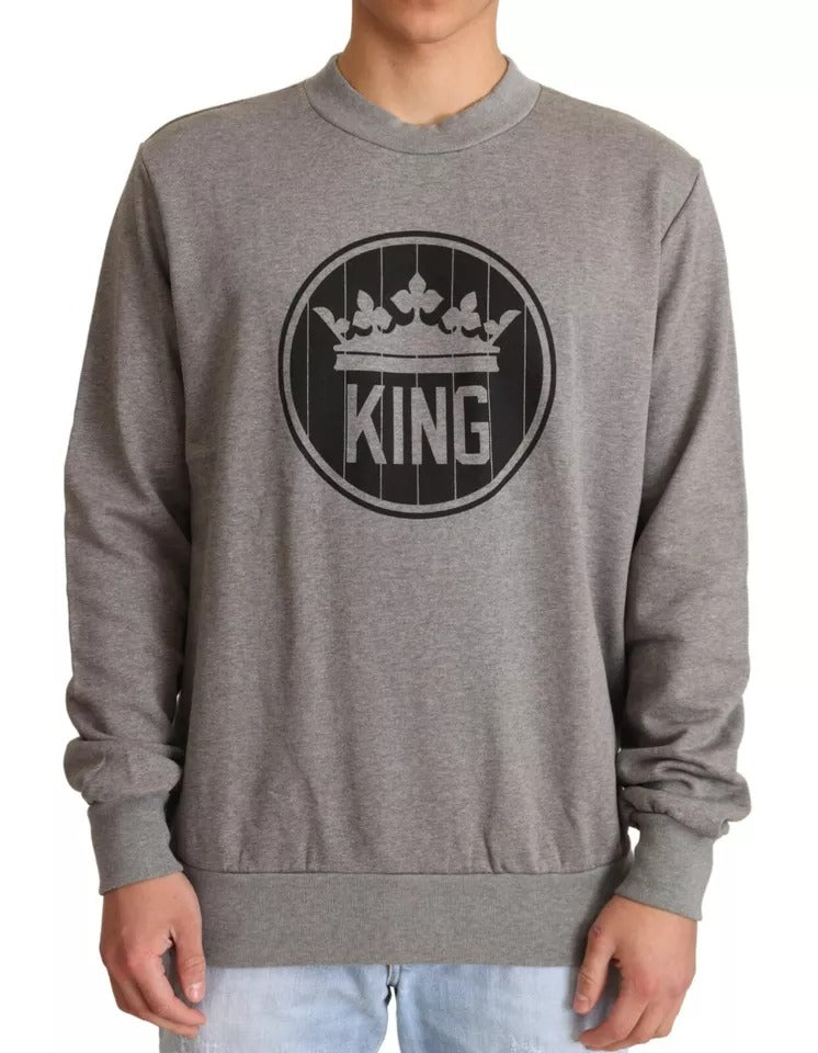 Dolce & Gabbana Grauer Crown King Pullover aus Baumwolle