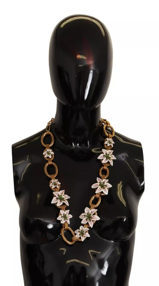 Dolce &amp; Gabbana kultaketju Lilium kukka Choker Statement koru kaulakoru