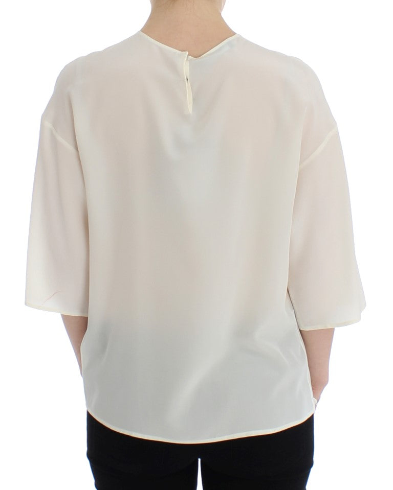 Dolce &amp; Gabbana ivory silk blouse top with sequins