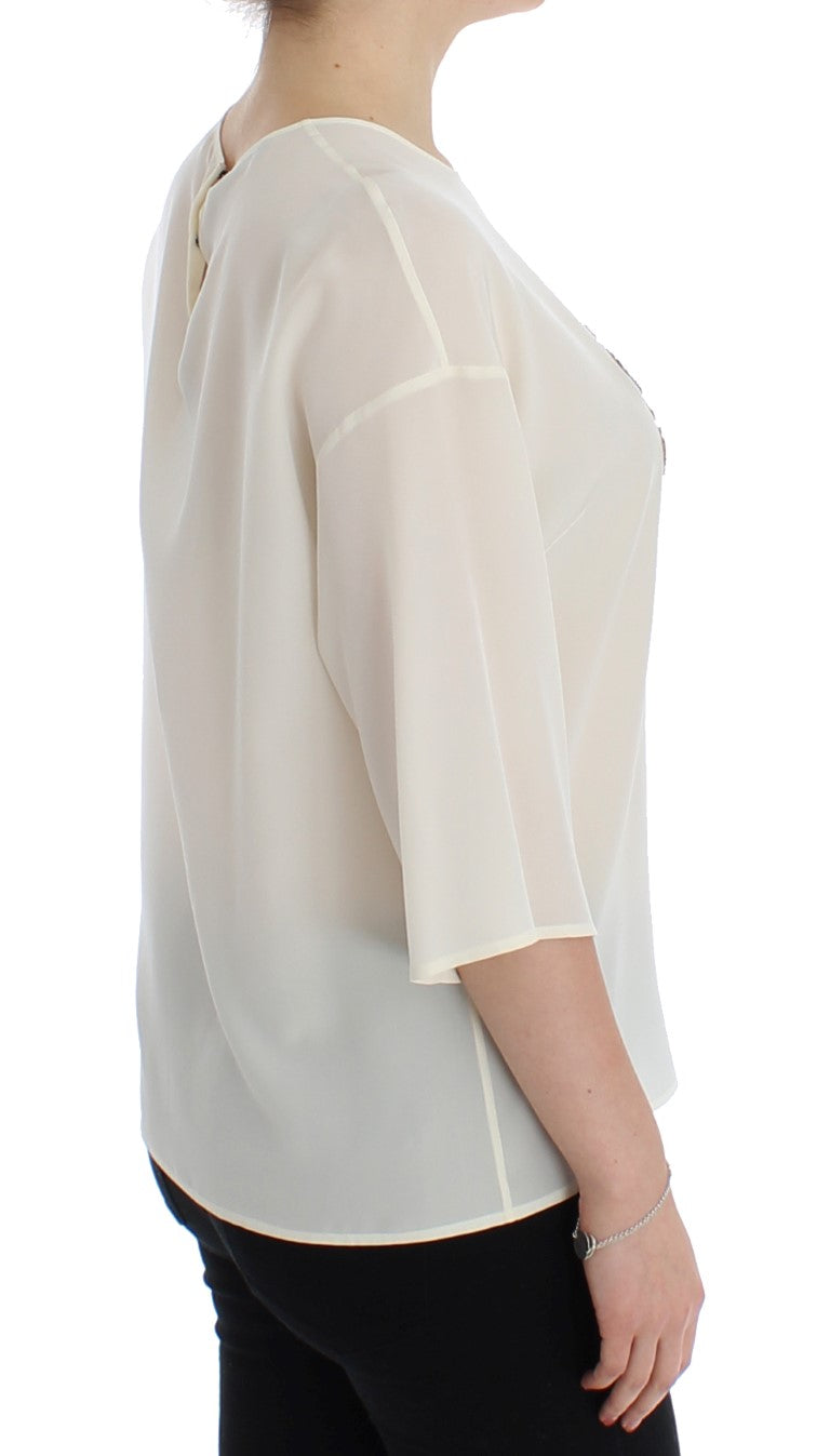 Dolce &amp; Gabbana ivory silk blouse top with sequins