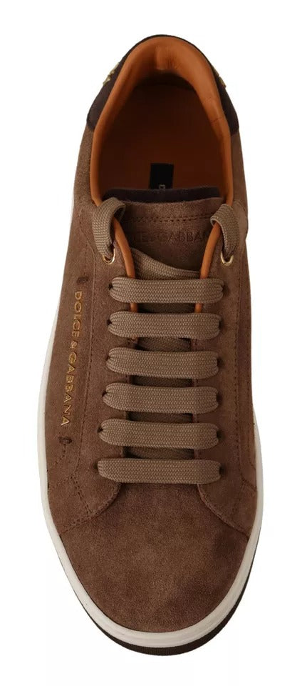 Dolce & Gabbana Braun Wildleder Logo Low Top Sneakers Männer Schuhe