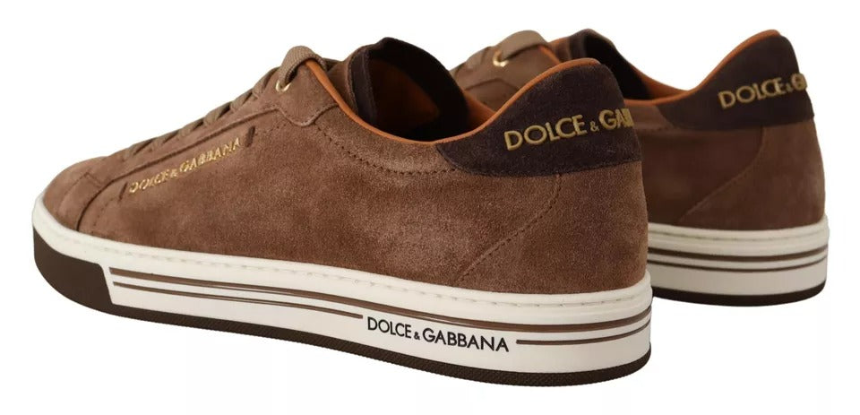 Dolce & Gabbana Braun Wildleder Logo Low Top Sneakers Männer Schuhe