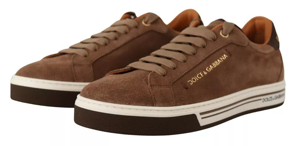 Dolce & Gabbana Braun Wildleder Logo Low Top Sneakers Männer Schuhe