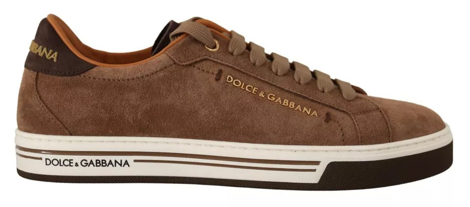 Dolce & Gabbana Braun Wildleder Logo Low Top Sneakers Männer Schuhe