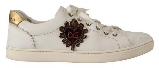 Dolce & Gabbana Weiß Leder Herz Low Top Casual Turnschuhe Schuhe