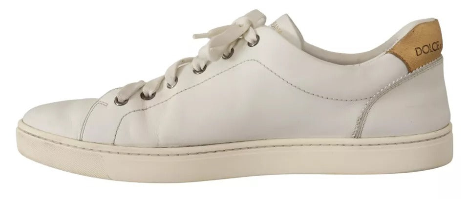 Dolce & Gabbana Weiß Leder Herz Low Top Casual Turnschuhe Schuhe