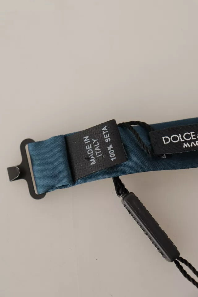 Dolce & Gabbana Blau 100% Seide Verstellbare Halsfliege Herren