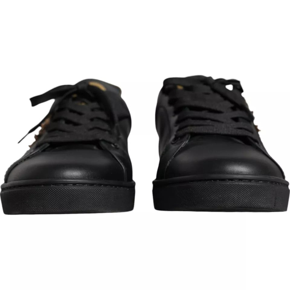 Dolce & Gabbana Schwarzes Leder Herz Low Top Sneaker Schuhe