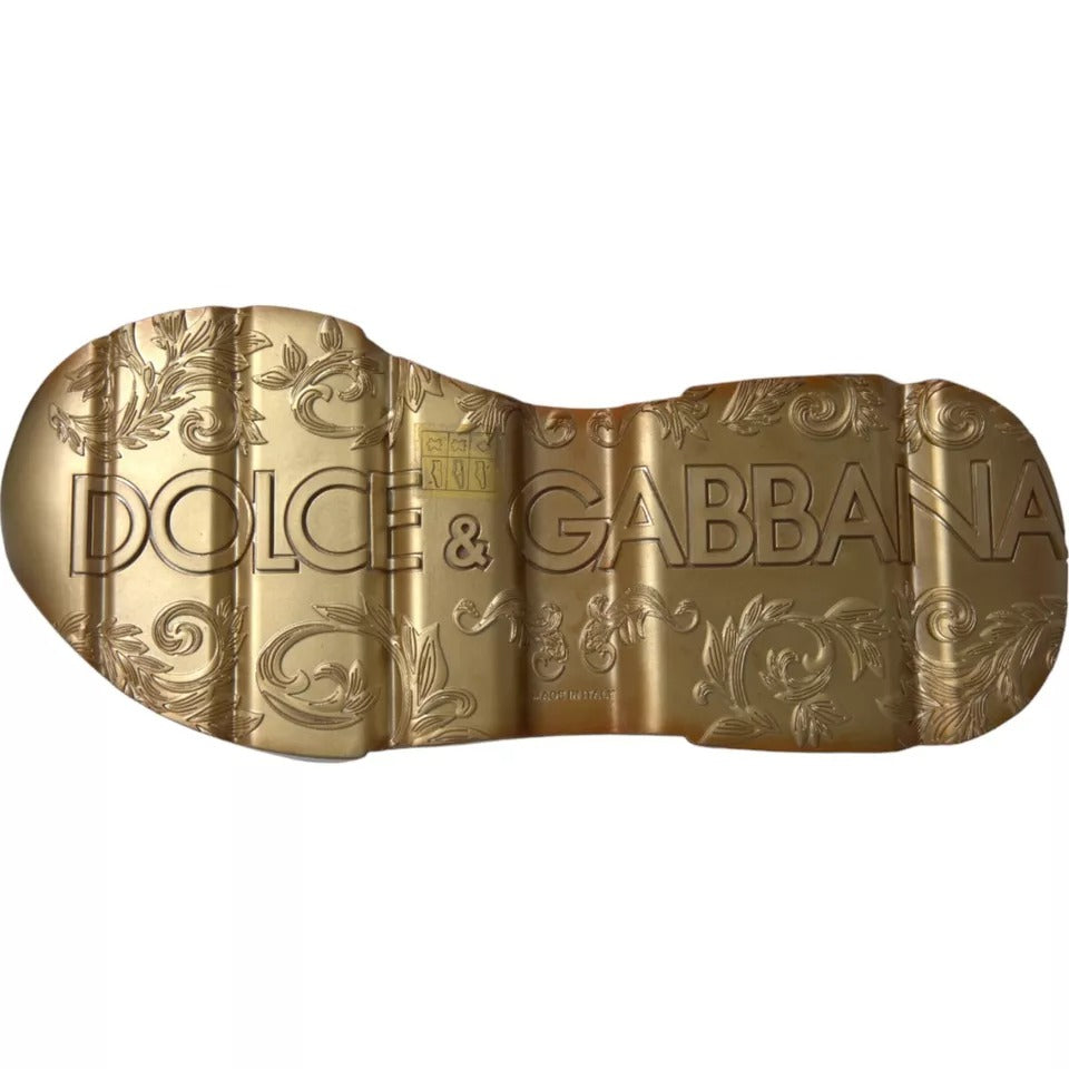 Dolce & Gabbana Weiß Gold DAYMASTER Leder Turnschuhe Männer Schuhe