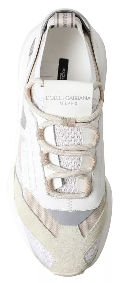 Dolce & Gabbana Weiß Beige Leder Sport DAYMASTER Schuhe Turnschuhe