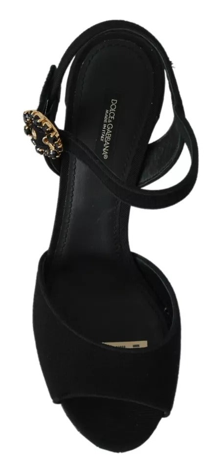 Dolce & Gabbana Schwarze Kristalle Riemchensandalen Schuhe