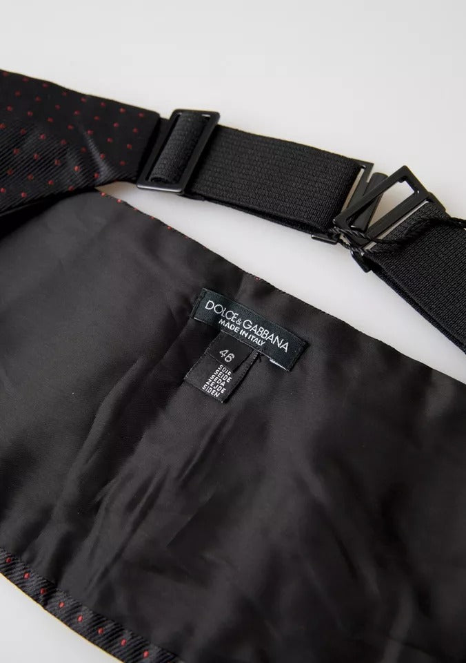 Dolce & Gabbana Smokinggürtel Kummerbund aus schwarzer Seide mit gepunkteter Taille