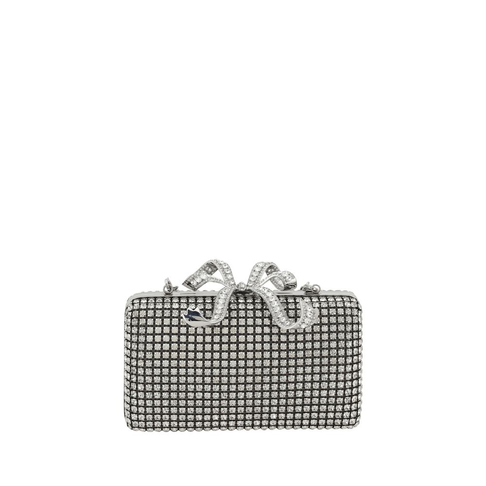 Self-Portrait Silberne Crystal Box Clutch Tasche