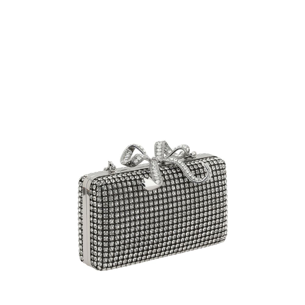 Self-Portrait Silberne Crystal Box Clutch Tasche