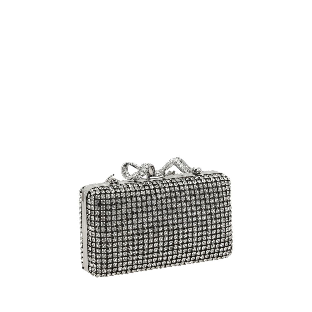 Self-Portrait Silberne Crystal Box Clutch Tasche