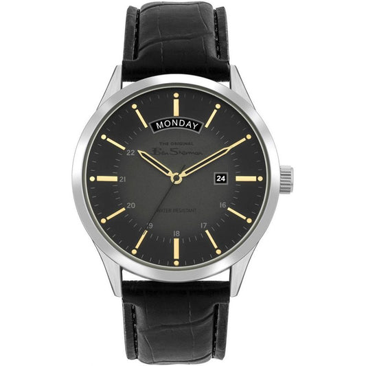 Ben Sherman Schwarze Lederuhr