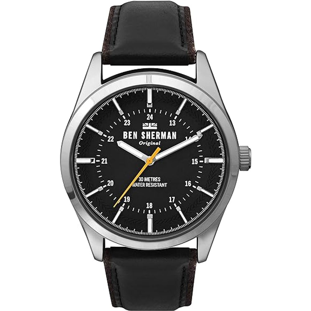 Ben Sherman Schwarze Lederuhr