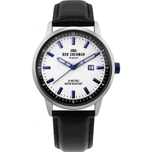 Ben Sherman Schwarze Lederuhr