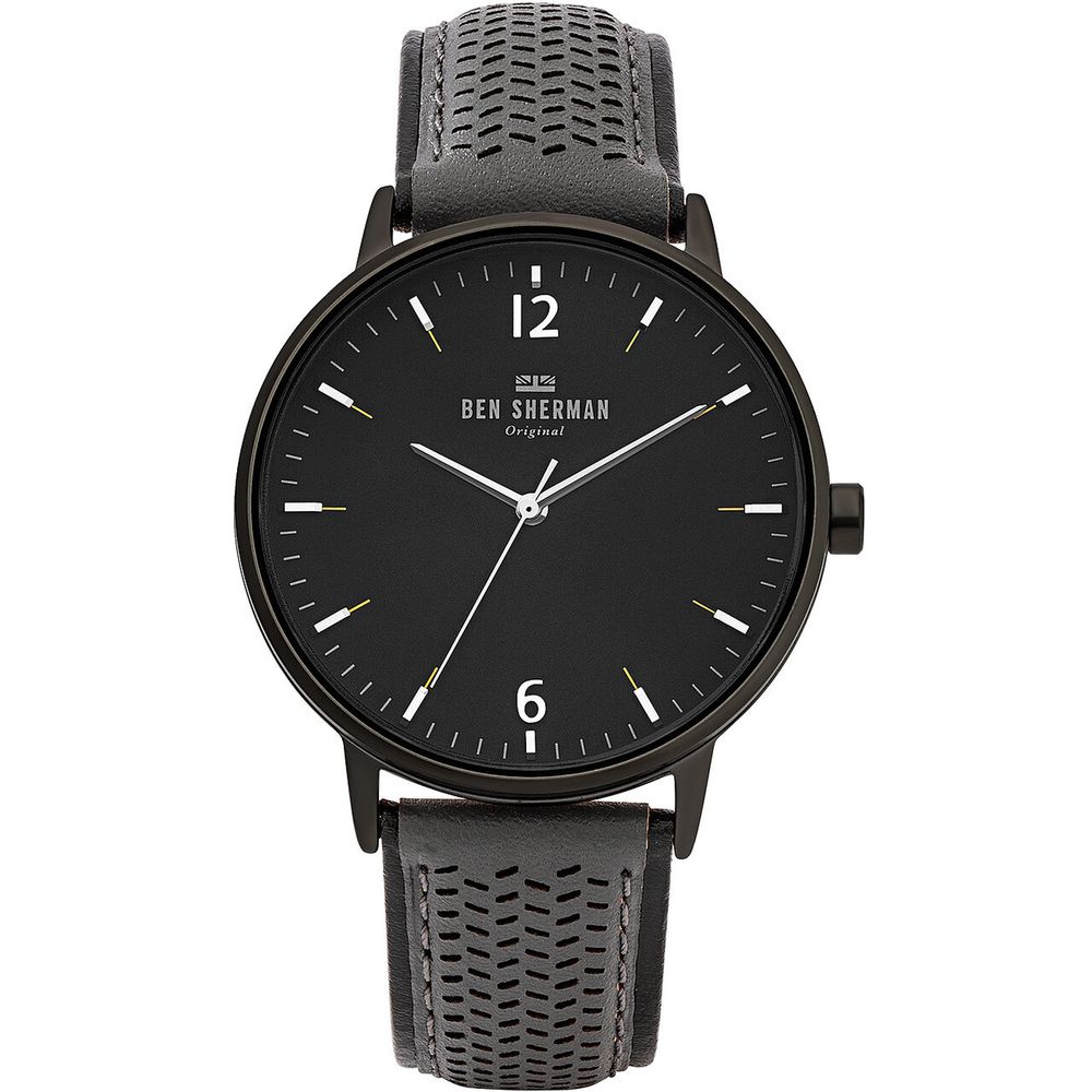 Ben Sherman Schwarze Lederuhr