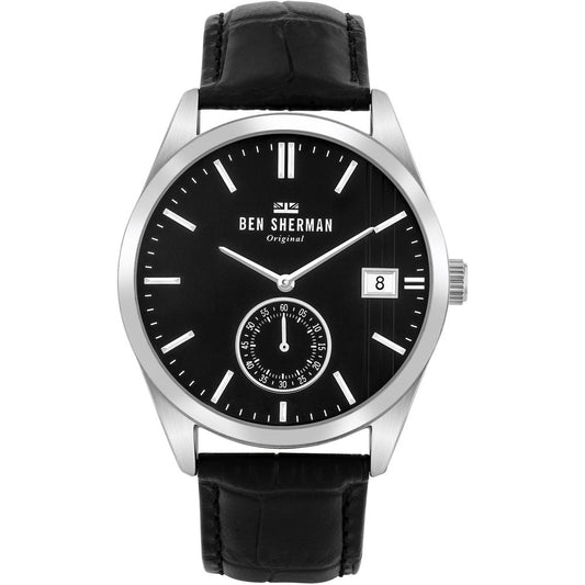 Ben Sherman Schwarze Lederuhr