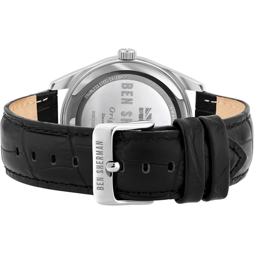 Ben Sherman Schwarze Lederuhr