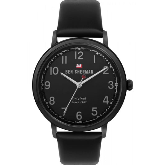 Ben Sherman Schwarze Lederuhr