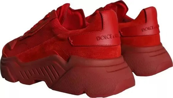 Dolce & Gabbana Rote Leder Daymaster Low Top Sneakers Schuhe